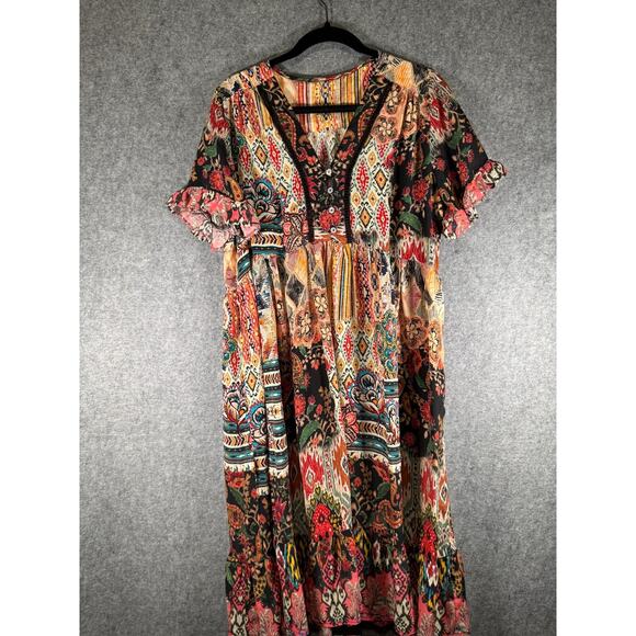 Unbranded Dress Women OS Bombay Babydoll Midi Viscose Silk Midi Boho Ruffle Slee - Picture 1 of 7